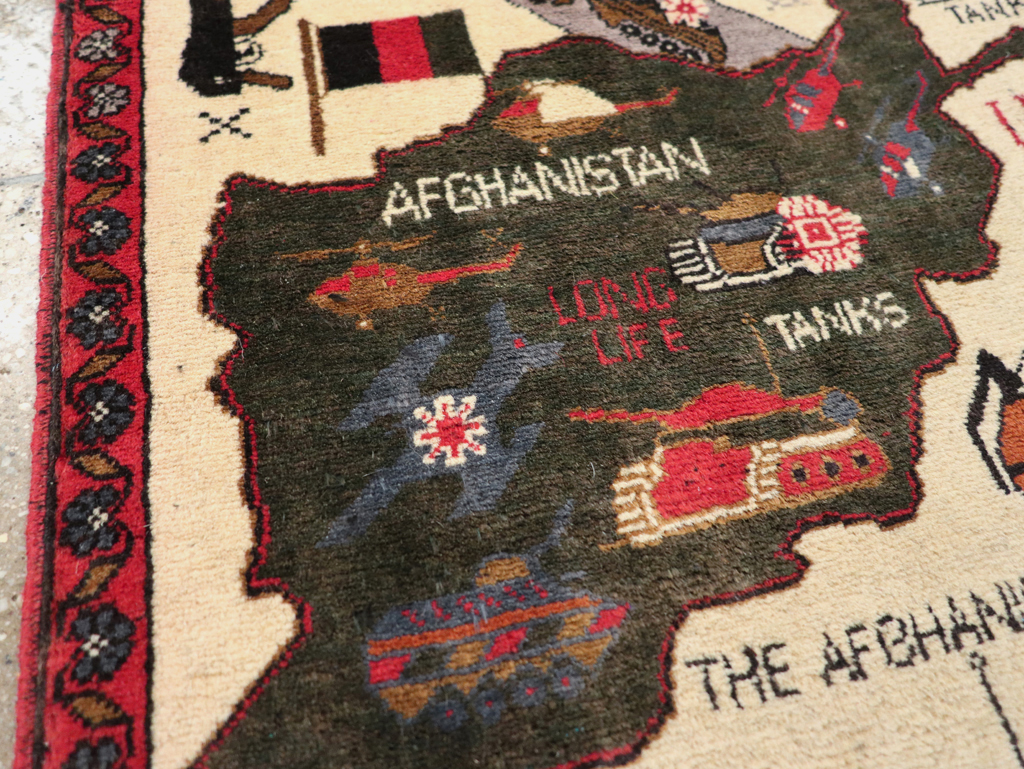 Vintage Afghan Pictorial War Map Rug, No.31626 - Gsblank