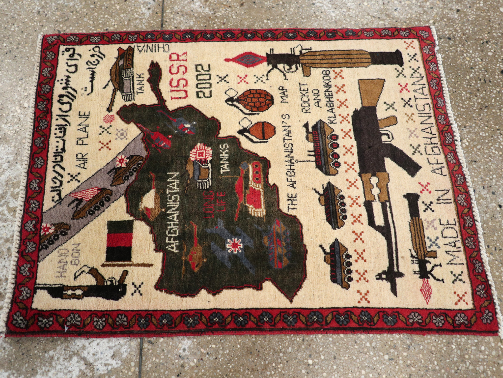 Vintage Afghan Pictorial War Map Rug, No.31626 - Gsblank