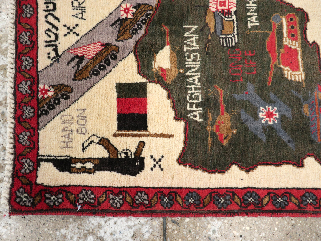 Vintage Afghan Pictorial War Map Rug, No.31626 - Gsblank