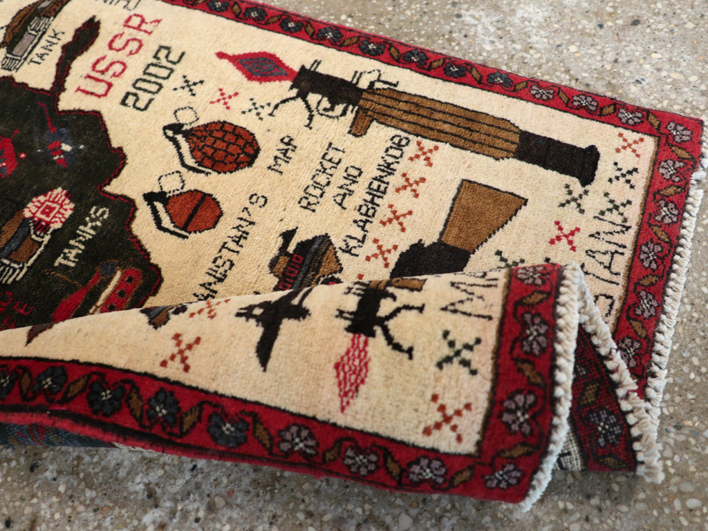 Vintage Afghan Pictorial War Map Rug, No.31626 - Gsblank