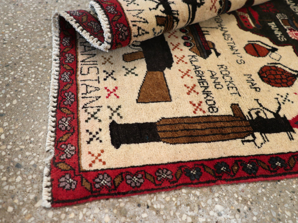 Vintage Afghan Pictorial War Map Rug, No.31626 - Gsblank