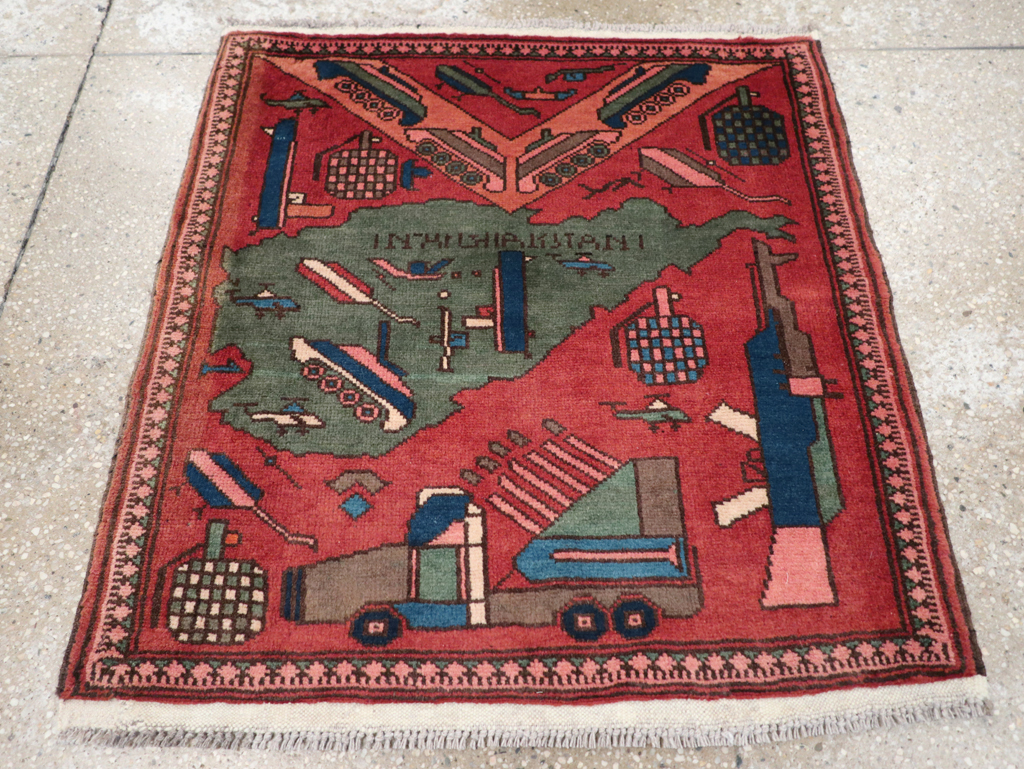 Vintage Afghan Pictorial War Map Rug, No.31627 - Gsblank