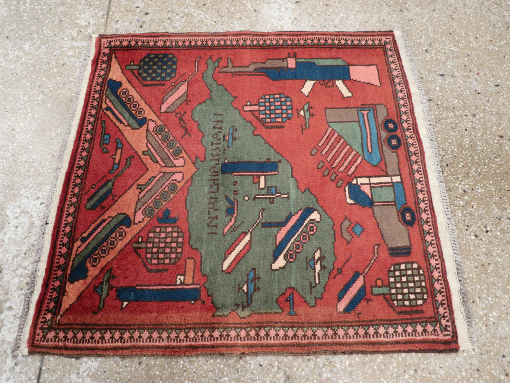 Vintage Afghan Pictorial War Map Rug, No.31627 - Gsblank