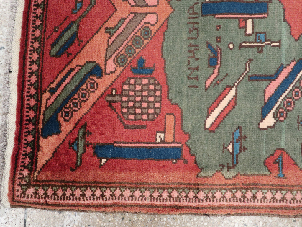 Vintage Afghan Pictorial War Map Rug, No.31627 - Gsblank