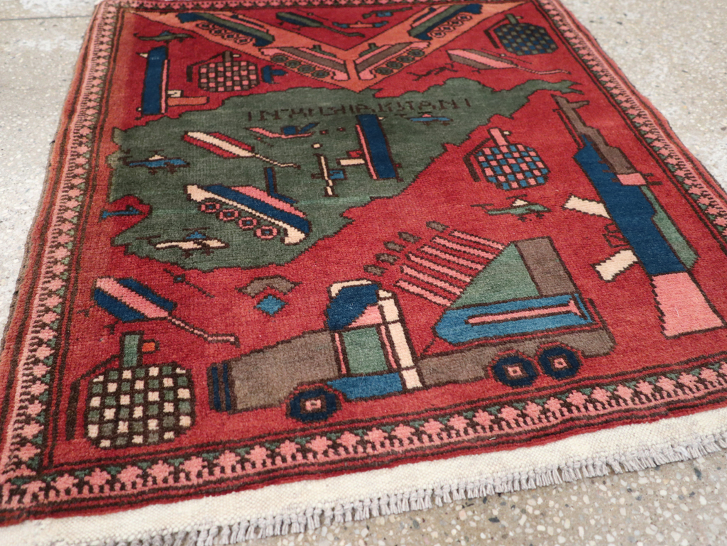 Vintage Afghan Pictorial War Map Rug, No.31627 - Gsblank