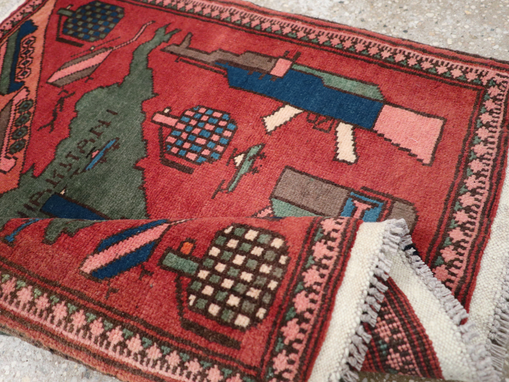 Vintage Afghan Pictorial War Map Rug, No.31627 - Gsblank