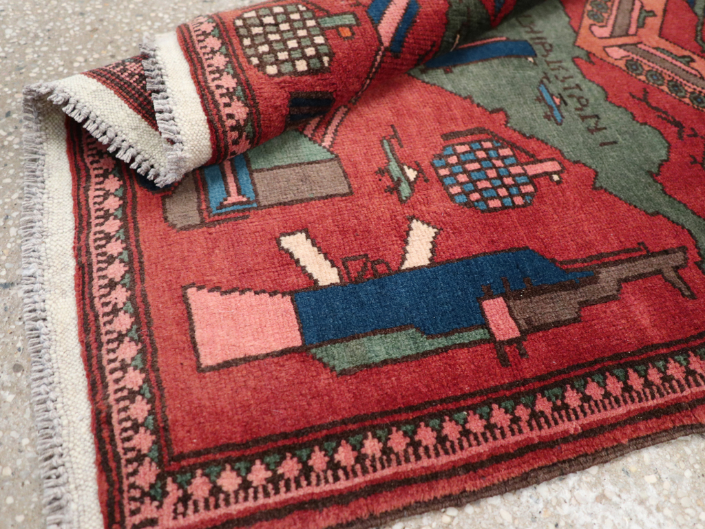 Vintage Afghan Pictorial War Map Rug, No.31627 - Gsblank