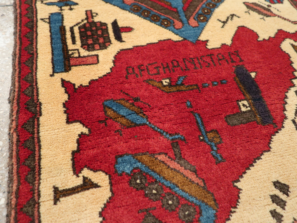 Vintage Afghan Pictorial War Map Rug, No.31628 - Gsblank