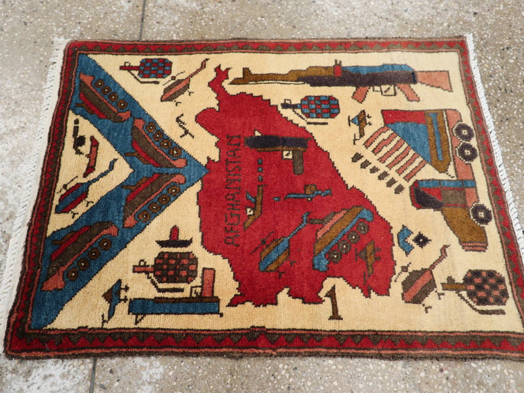 Vintage Afghan Pictorial War Map Rug, No.31628 - Gsblank