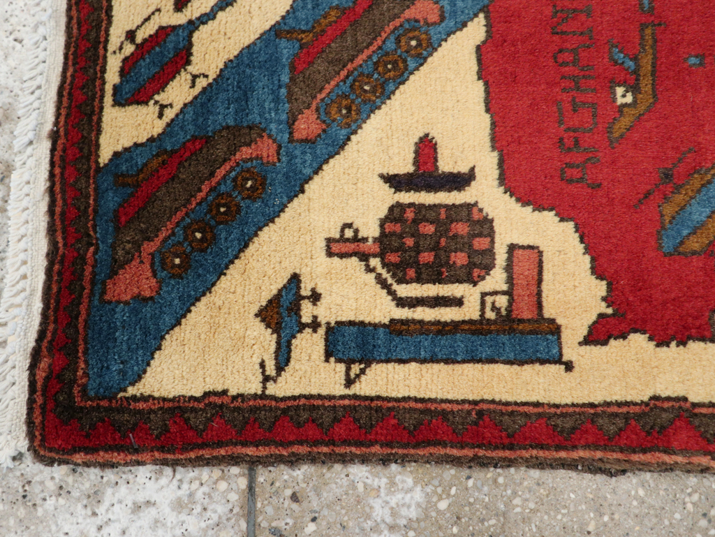 Vintage Afghan Pictorial War Map Rug, No.31628 - Gsblank