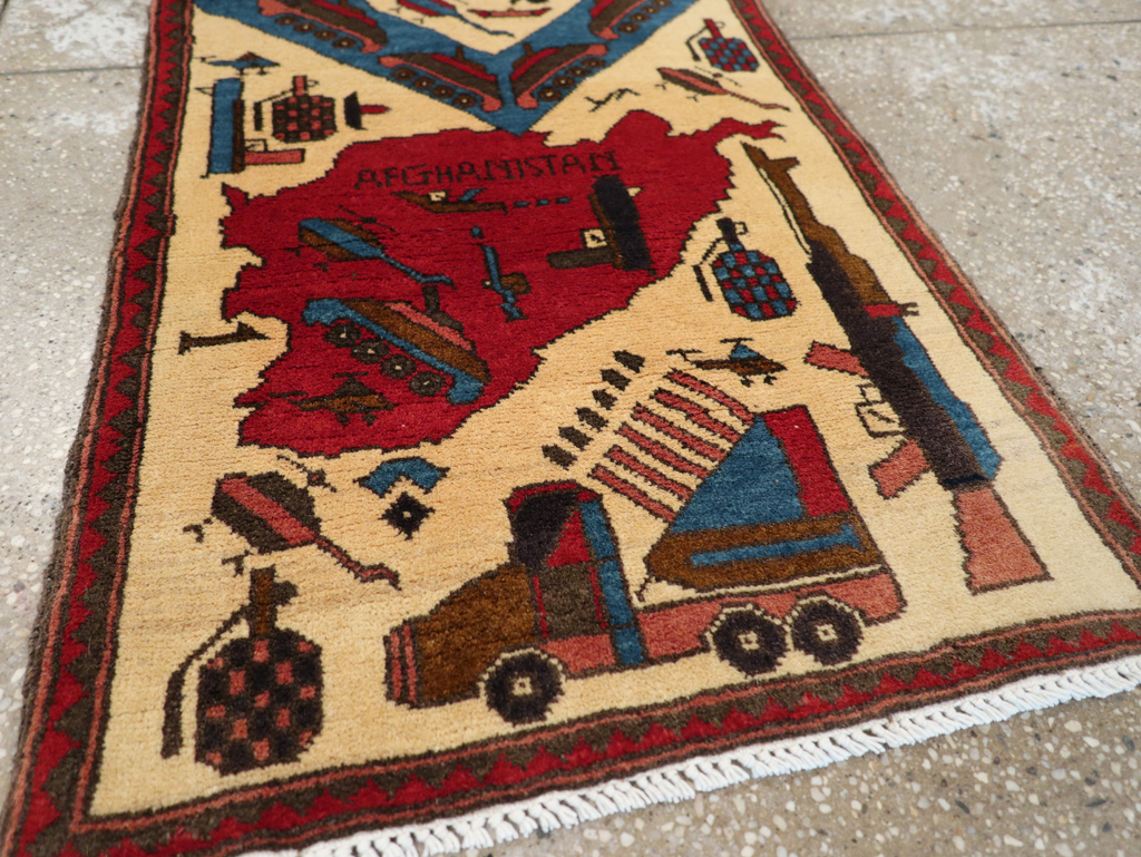 Vintage Afghan Pictorial War Map Rug, No.31628 - Gsblank