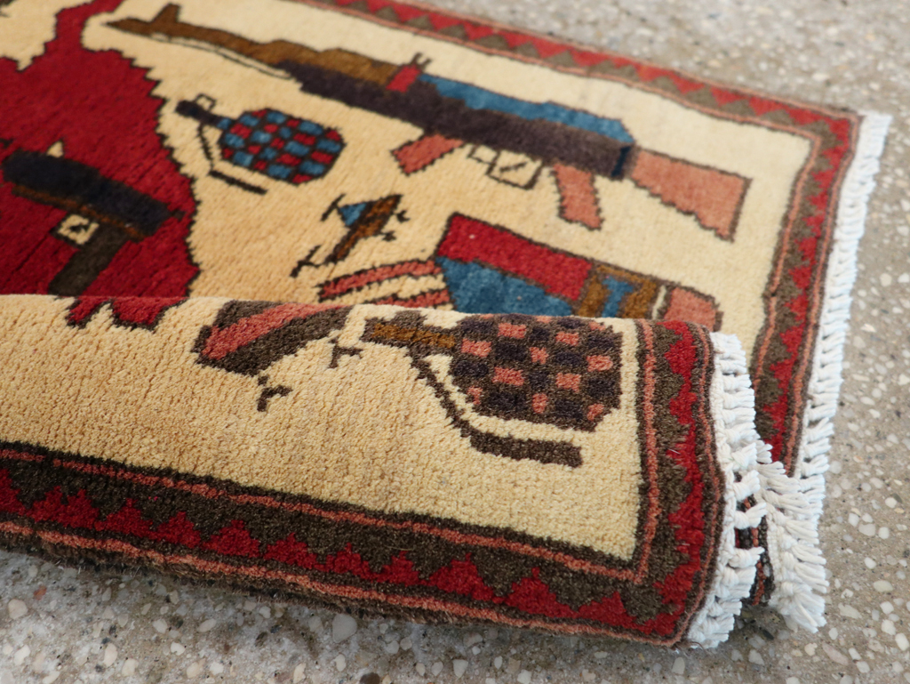 Vintage Afghan Pictorial War Map Rug, No.31628 - Gsblank