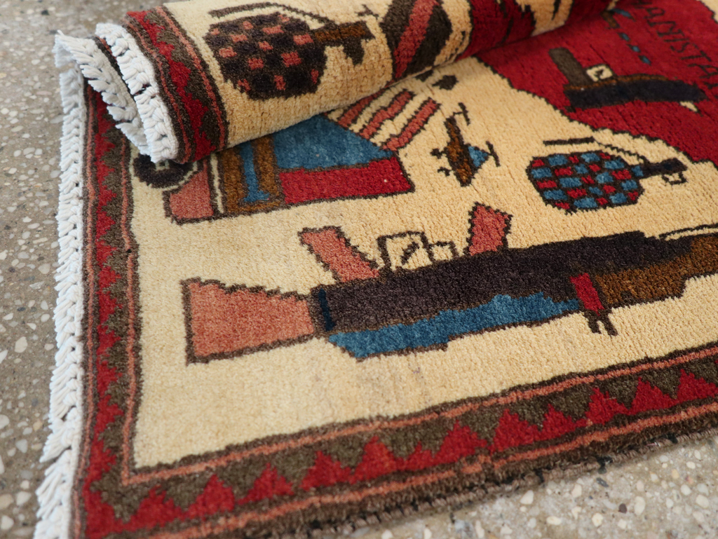 Vintage Afghan Pictorial War Map Rug, No.31628 - Gsblank