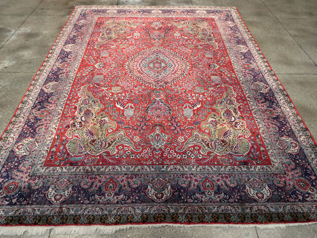 Silk Vintage Persian Tabriz Room Size Carpet, No.31635 - Gsblank