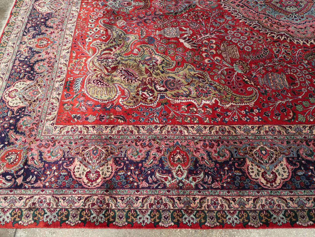 Silk Vintage Persian Tabriz Room Size Carpet, No.31635 - Gsblank