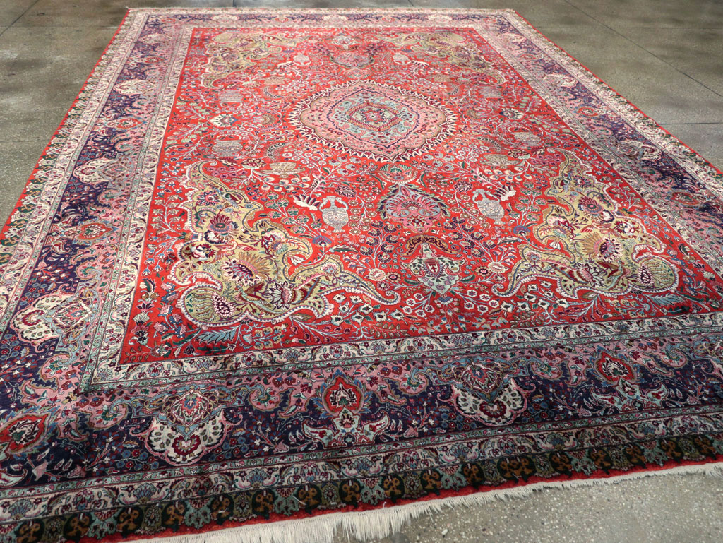 Silk Vintage Persian Tabriz Room Size Carpet, No.31635 - Gsblank
