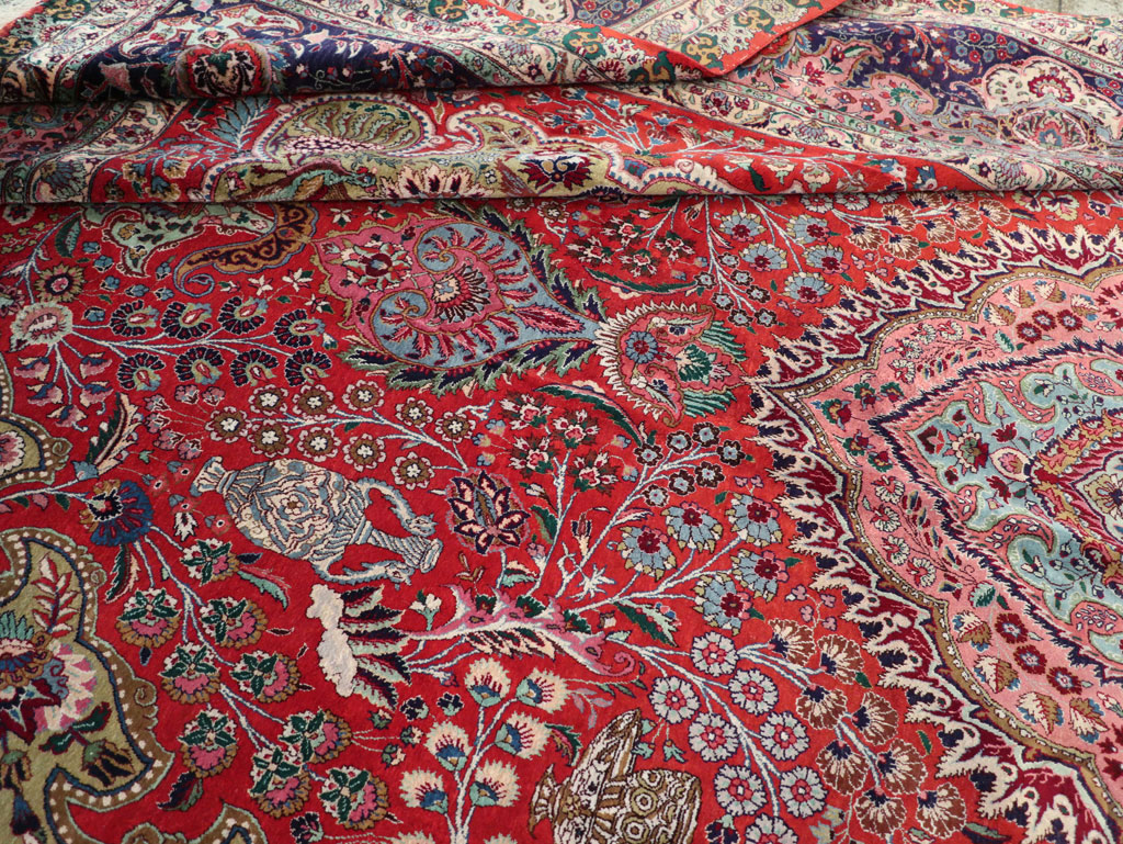 Silk Vintage Persian Tabriz Room Size Carpet, No.31635 - Gsblank