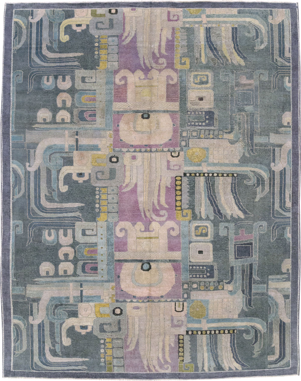 Vintage Turkish Art Deco Room Size Carpet, No.31637 - Gsblank