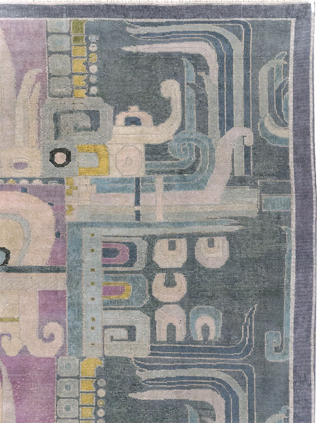 Vintage Turkish Art Deco Room Size Carpet, No.31637 - Gsblank