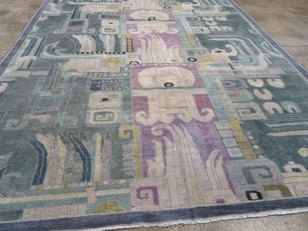 Vintage Turkish Art Deco Room Size Carpet, No.31637 - Gsblank