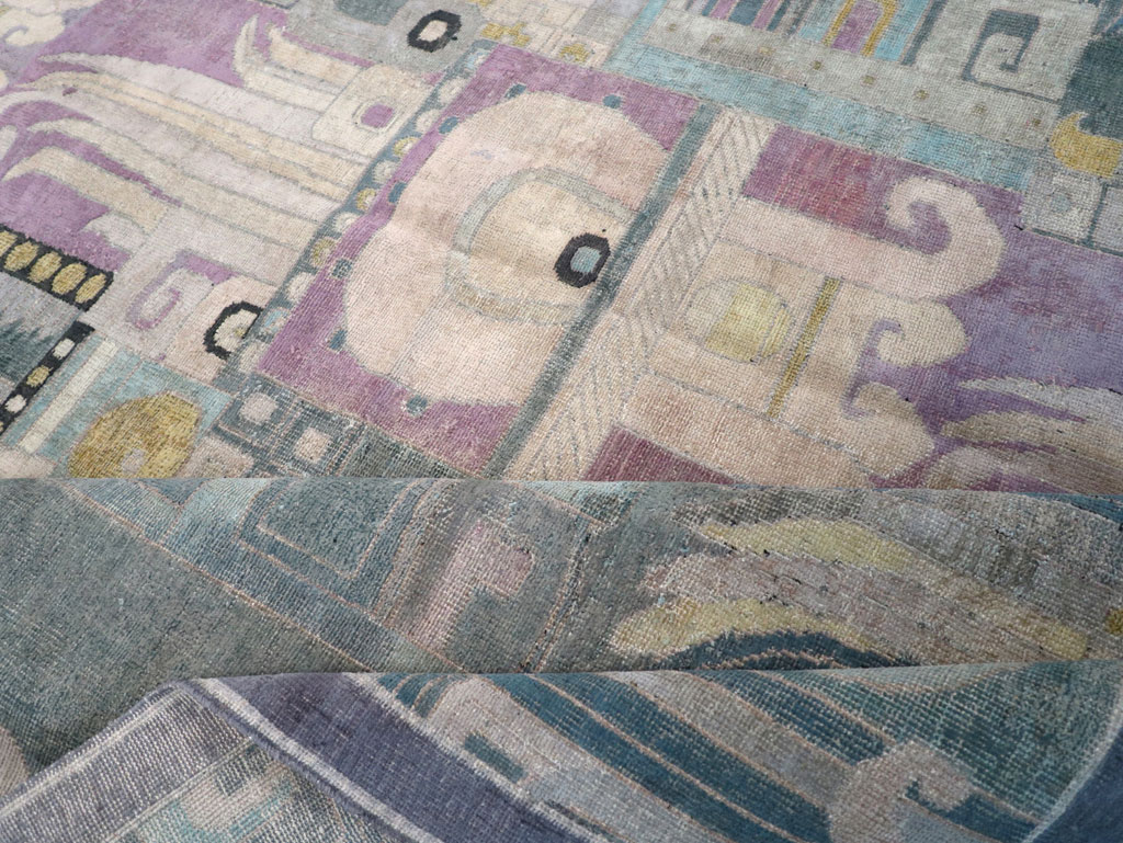 Vintage Turkish Art Deco Room Size Carpet, No.31637 - Gsblank