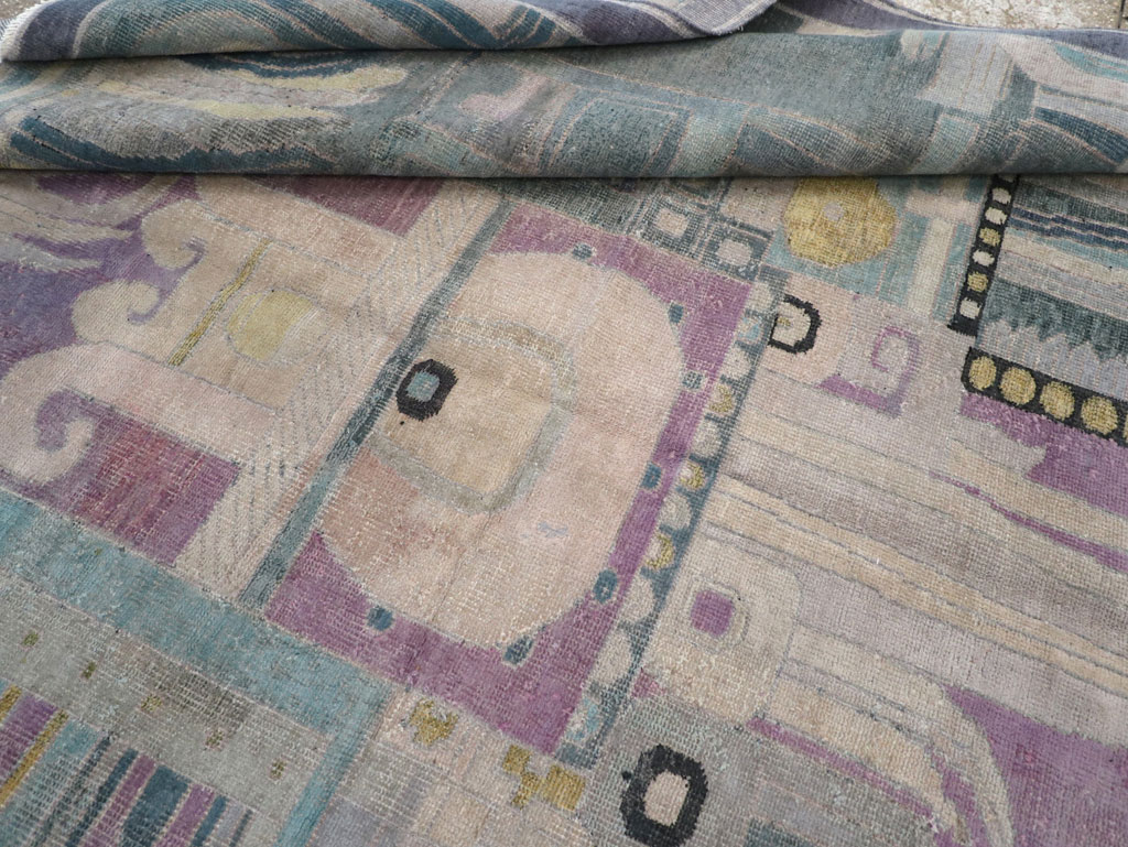 Vintage Turkish Art Deco Room Size Carpet, No.31637 - Gsblank