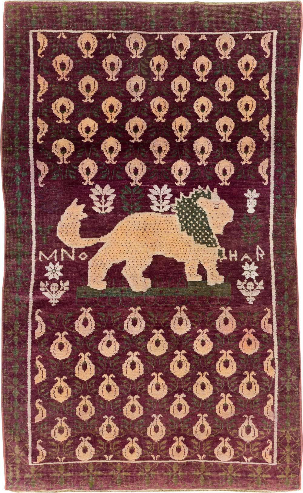 Vintage Pictorial Cotton Agra Rug, No.31638 - Gsblank