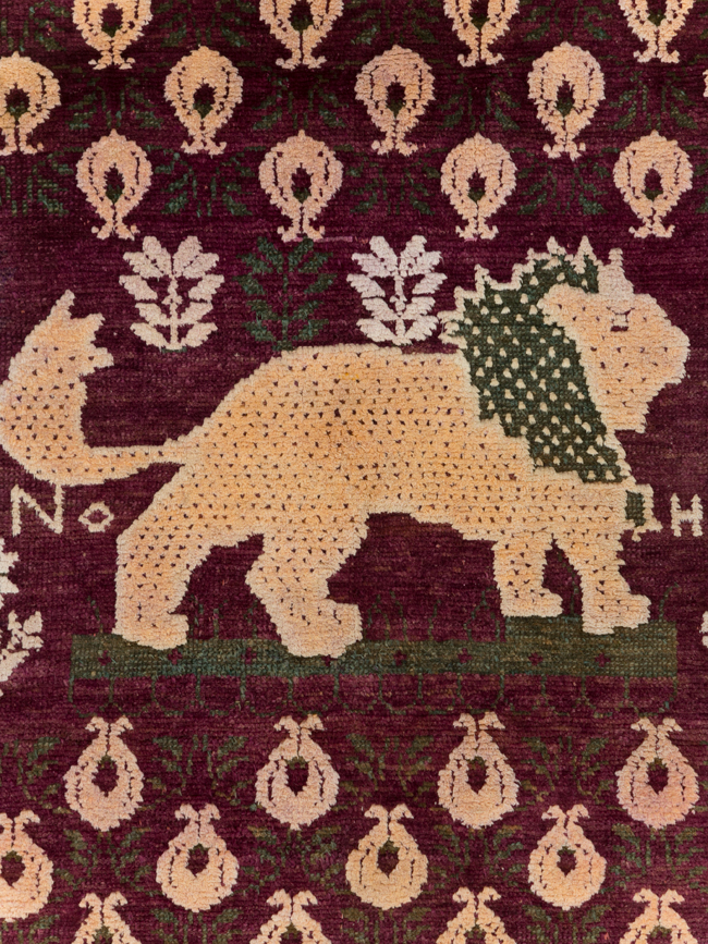 Vintage Pictorial Cotton Agra Rug, No.31638 - Gsblank