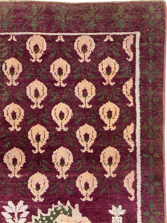 Vintage Pictorial Cotton Agra Rug, No.31638 - Gsblank
