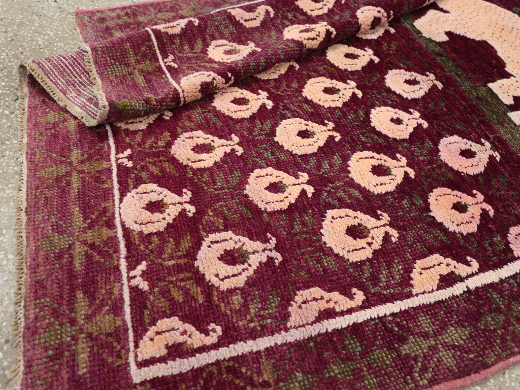 Vintage Pictorial Cotton Agra Rug, No.31638 - Gsblank