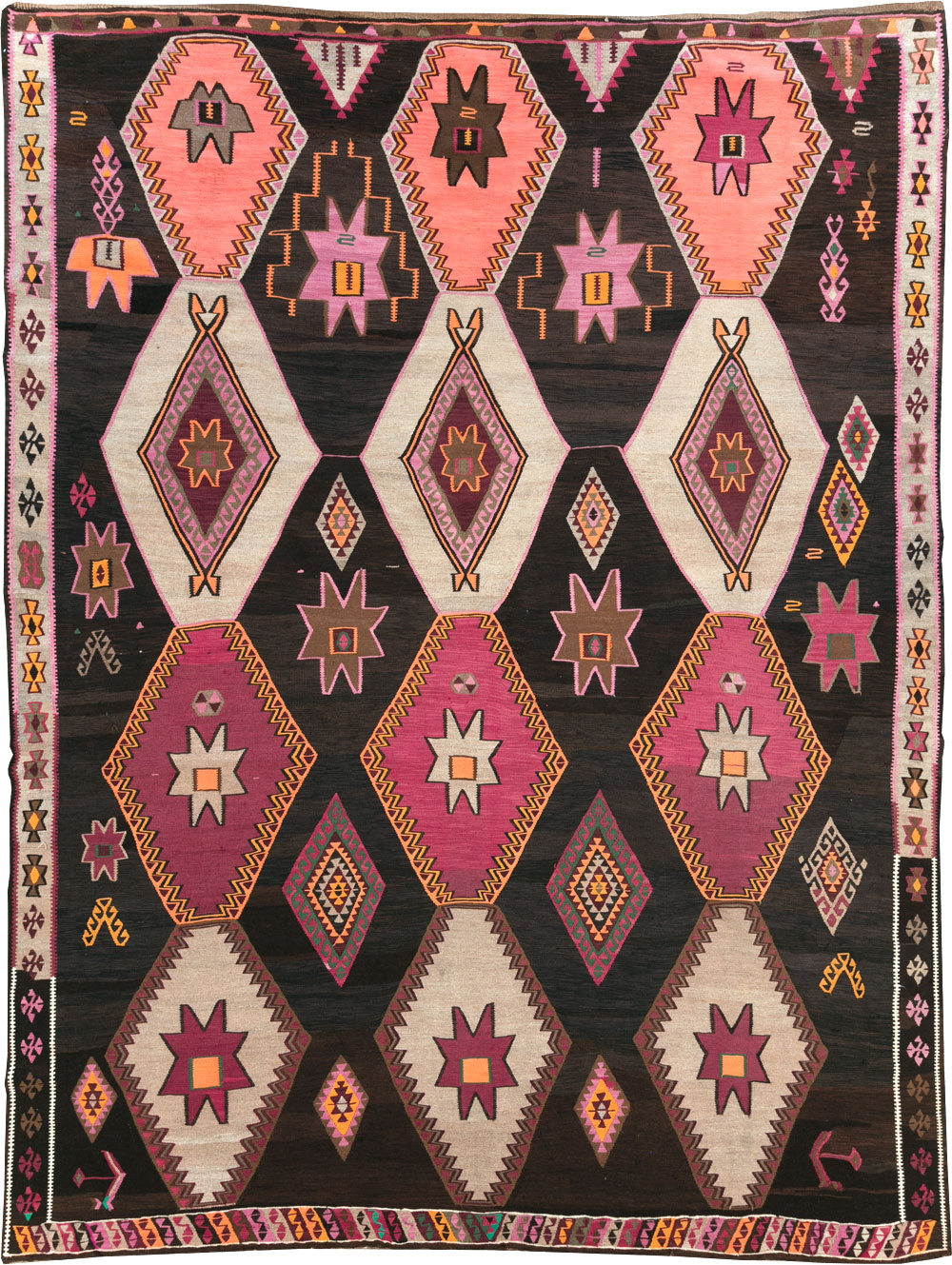 Vintage Turkish Flatweave Kilim Room Size Carpet, No.31648 - Gsblank