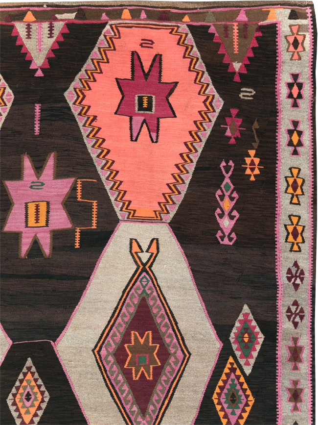 Vintage Turkish Flatweave Kilim Room Size Carpet, No.31648 - Gsblank