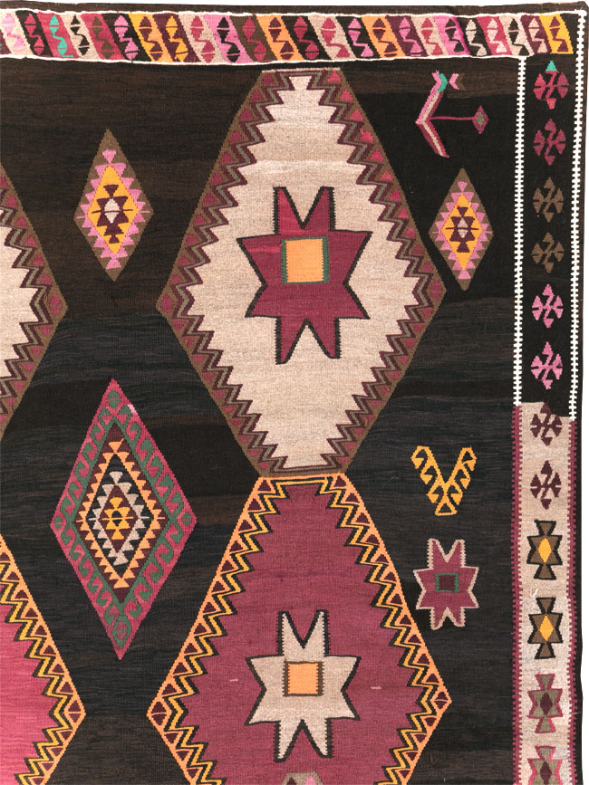 Vintage Turkish Flatweave Kilim Room Size Carpet, No.31648 - Gsblank