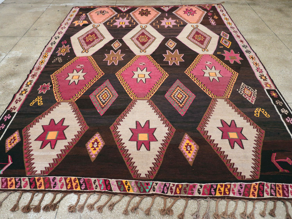 Vintage Turkish Flatweave Kilim Room Size Carpet, No.31648 - Gsblank