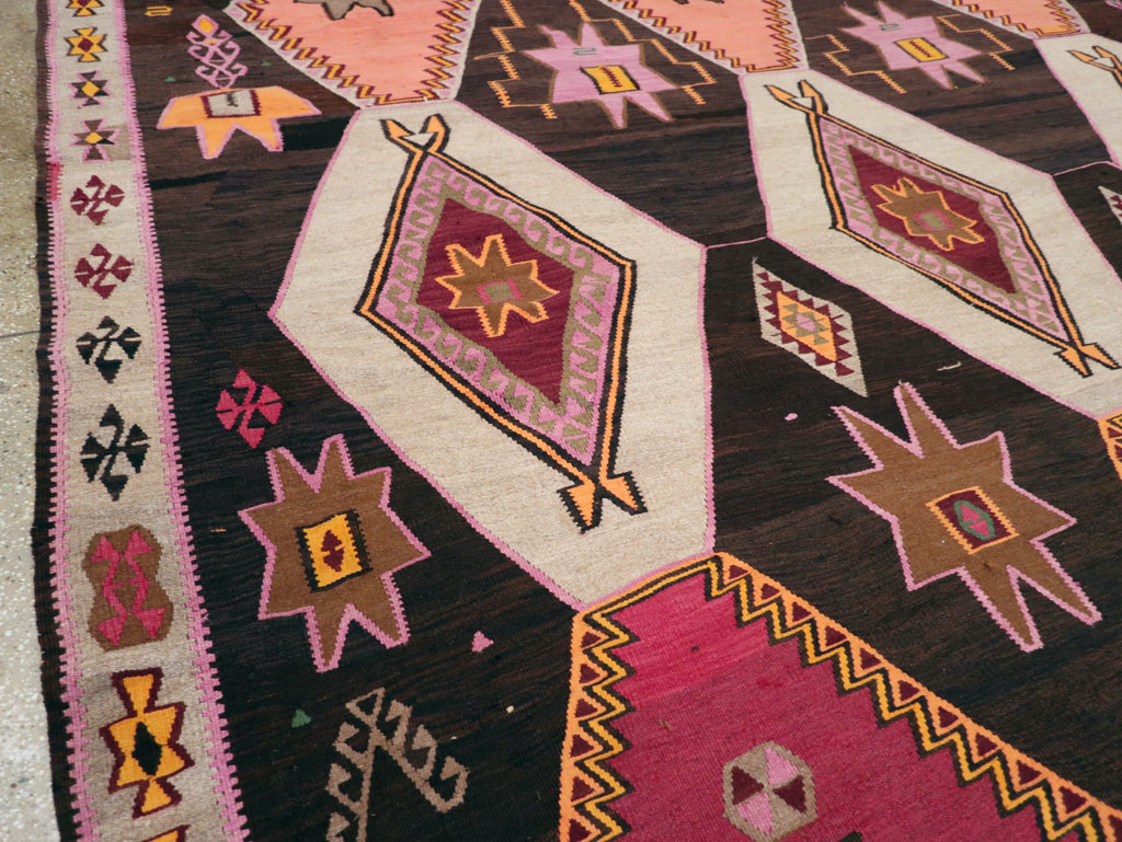 Vintage Turkish Flatweave Kilim Room Size Carpet, No.31648 - Gsblank