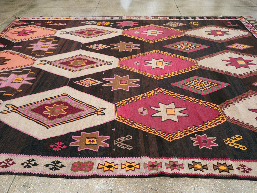 Vintage Turkish Flatweave Kilim Room Size Carpet, No.31648 - Gsblank