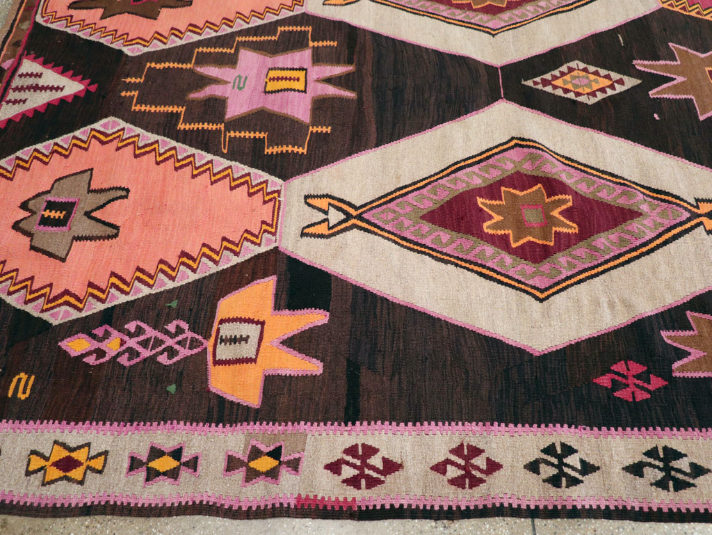 Vintage Turkish Flatweave Kilim Room Size Carpet, No.31648 - Gsblank