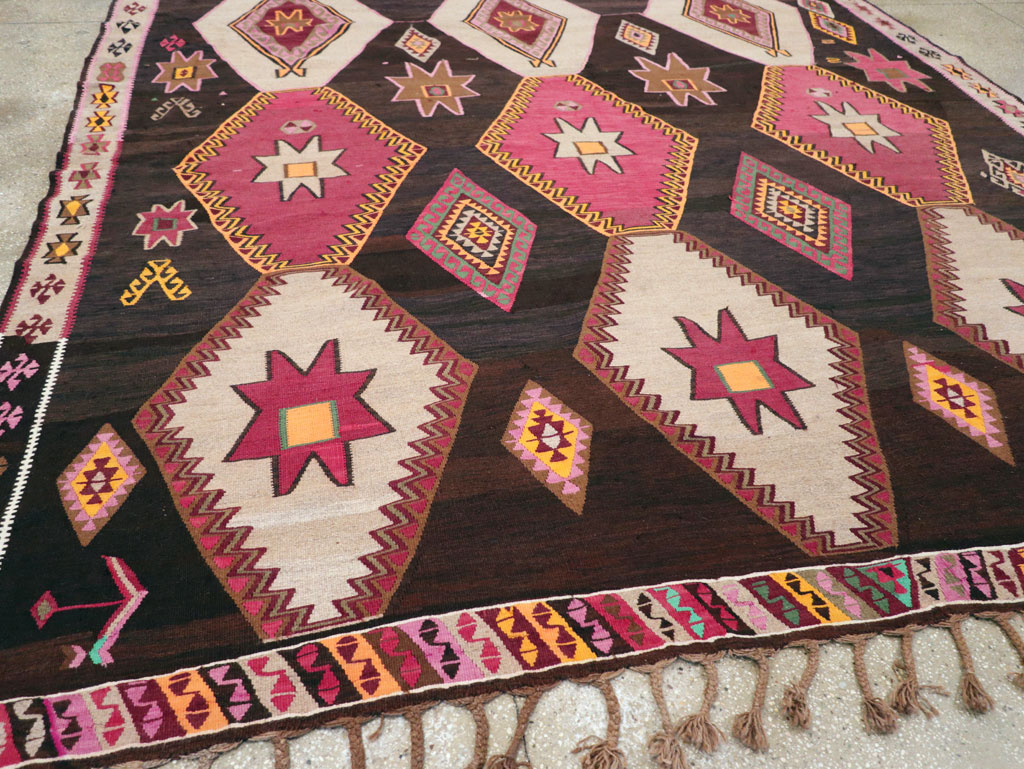 Vintage Turkish Flatweave Kilim Room Size Carpet, No.31648 - Gsblank