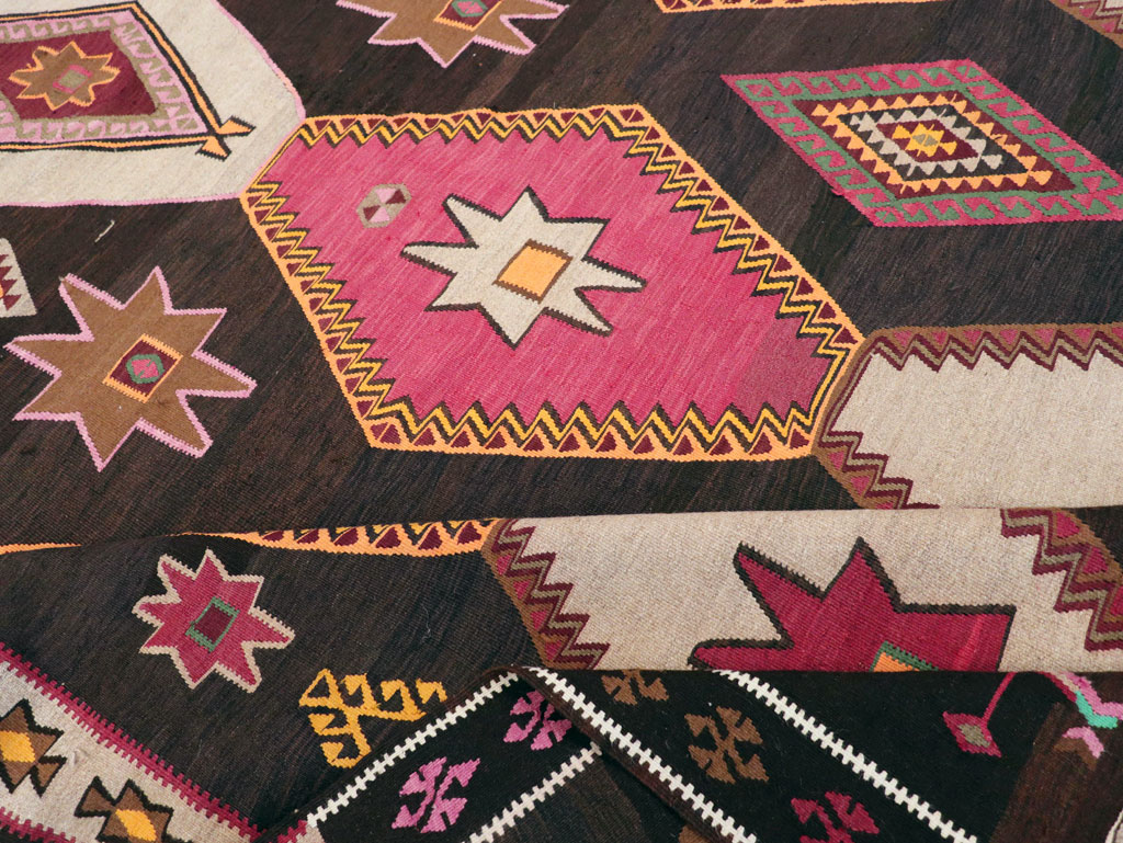 Vintage Turkish Flatweave Kilim Room Size Carpet, No.31648 - Gsblank