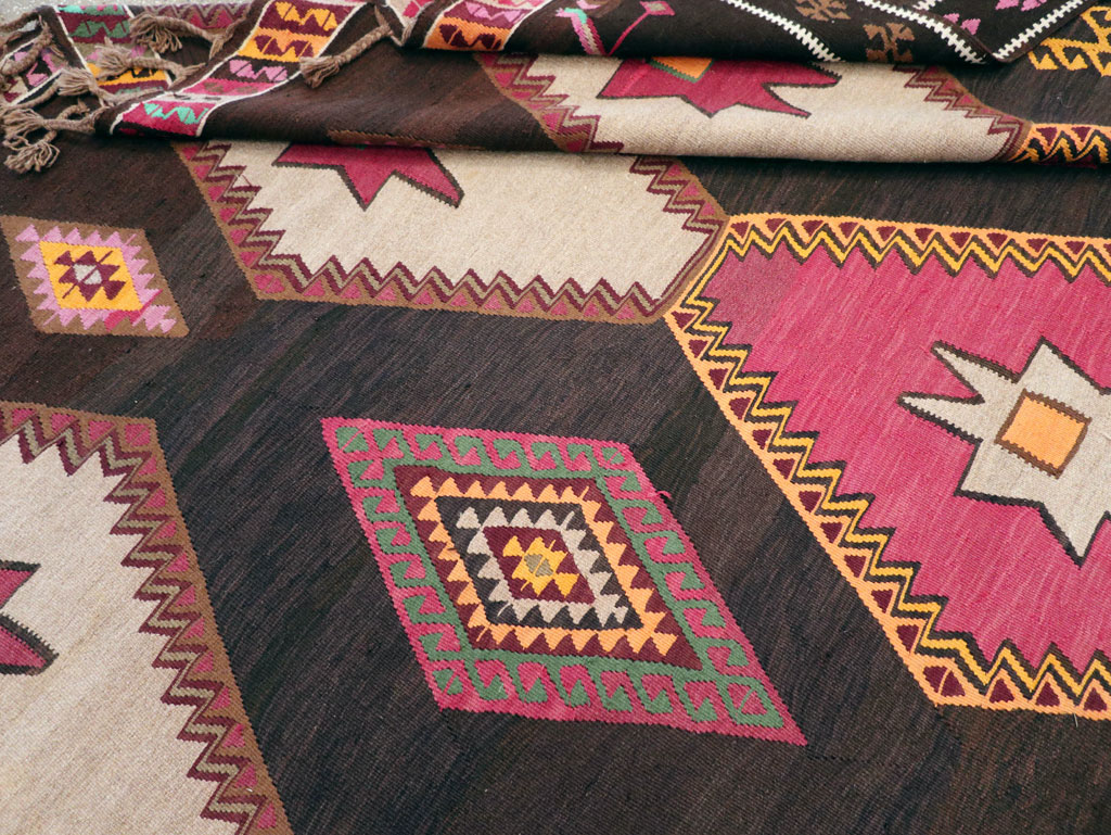 Vintage Turkish Flatweave Kilim Room Size Carpet, No.31648 - Gsblank