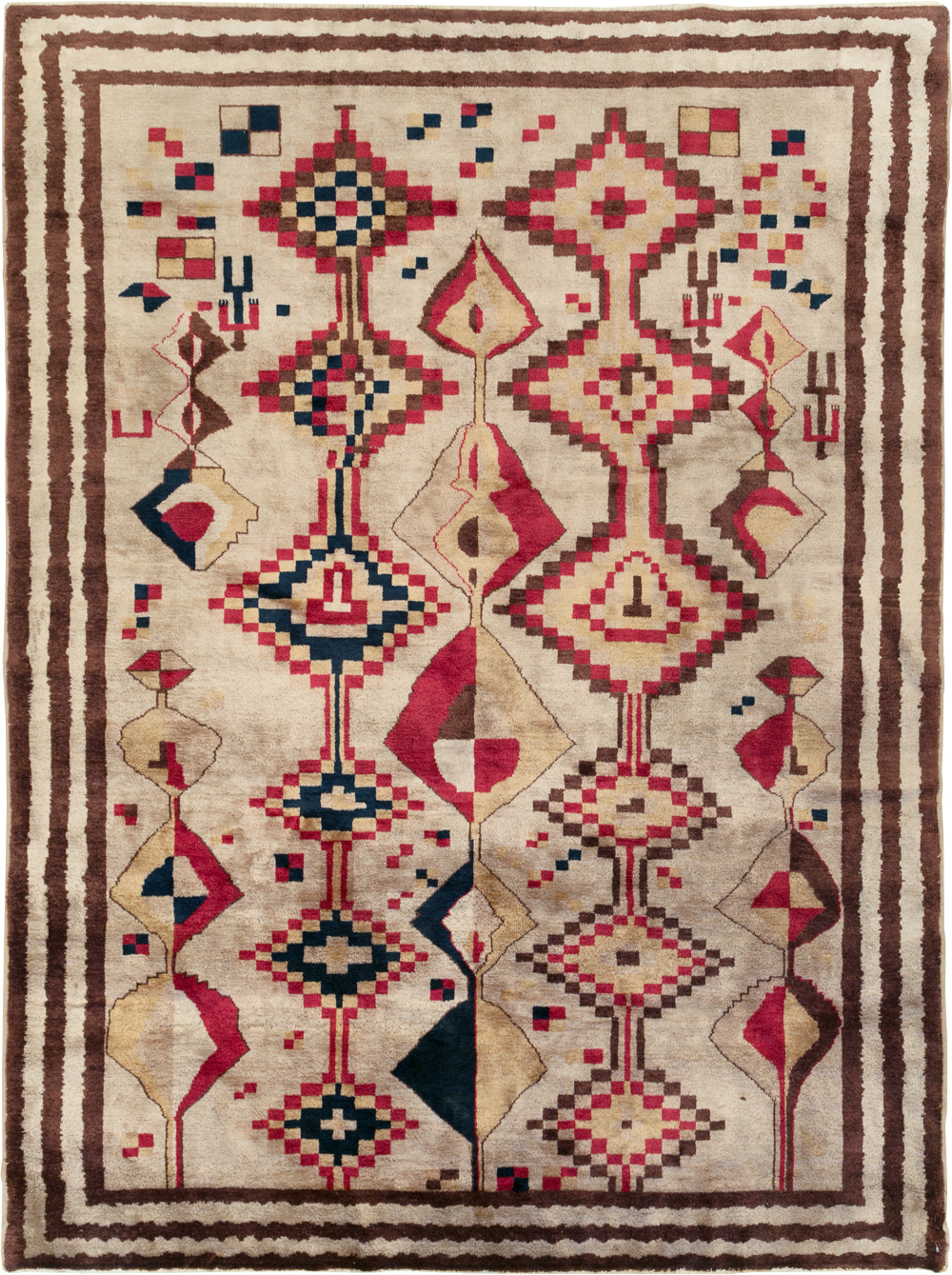 Vintage Turkish Tribal Art Deco Accent Carpet, No.31655 - Gsblank
