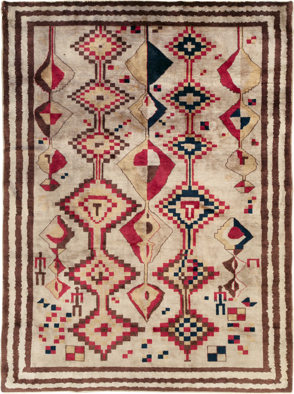 Vintage Turkish Tribal Art Deco Accent Carpet, No.31655 - Gsblank