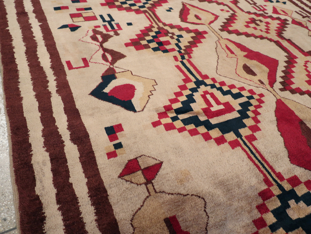 Vintage Turkish Tribal Art Deco Accent Carpet, No.31655 - Gsblank