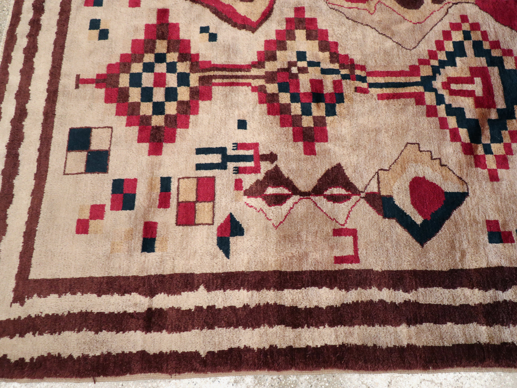 Vintage Turkish Tribal Art Deco Accent Carpet, No.31655 - Gsblank