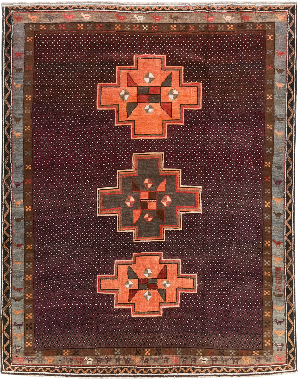 Vintage Turkish Anatolian Tribal Small Room Size Carpet, No.31666 - Gsblank