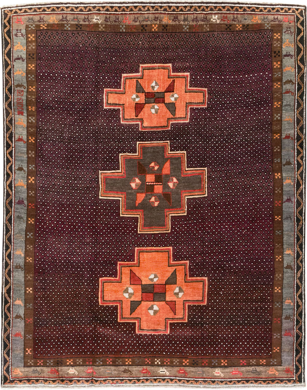 Vintage Turkish Anatolian Tribal Small Room Size Carpet, No.31666 - Gsblank