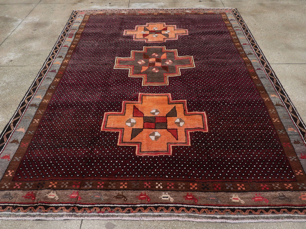 Vintage Turkish Anatolian Tribal Small Room Size Carpet, No.31666 - Gsblank