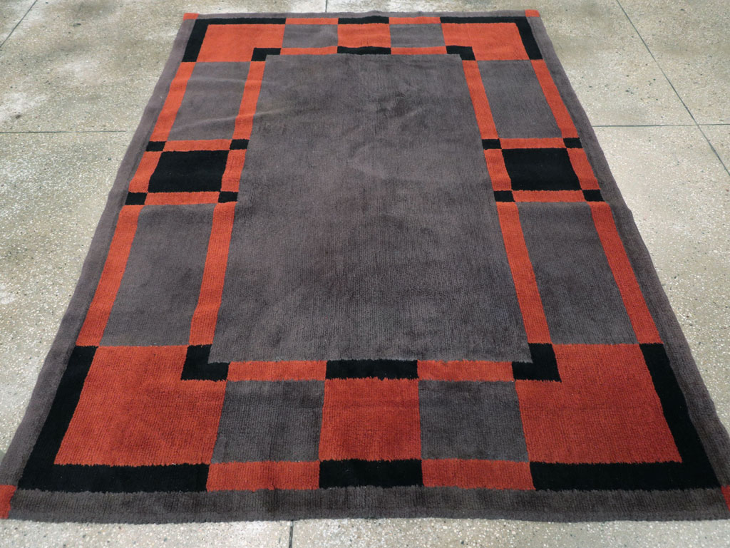 Vintage French Art Deco Accent Rug, No.31683 - Gsblank