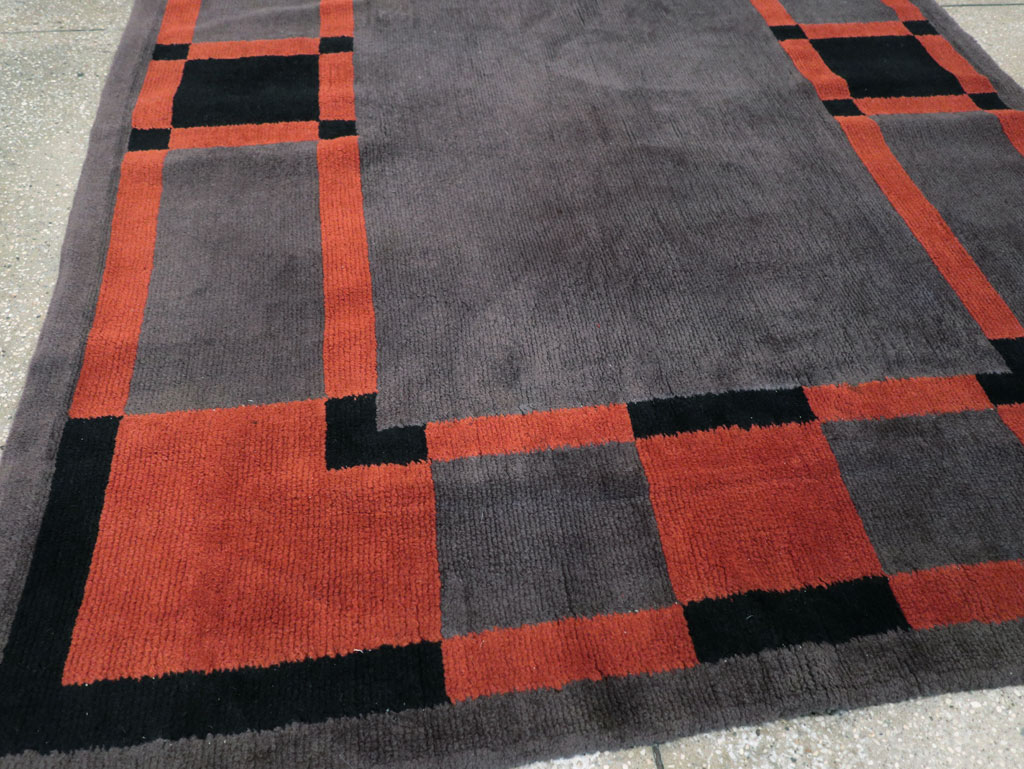 Vintage French Art Deco Accent Rug, No.31683 - Gsblank