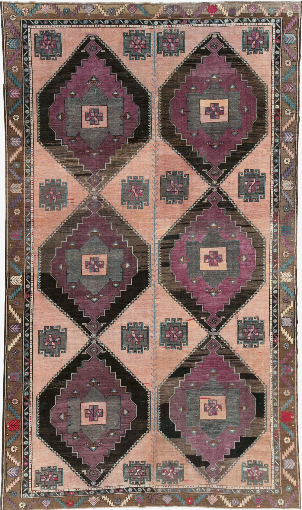 Vintage Turkish Anatolian Tribal Long Room Size Carpet, No.31692 - Gsblank